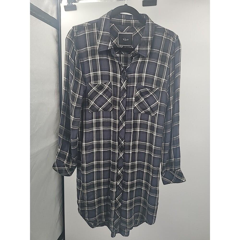 Rails Bianca Gray Plaid Flannel Dress Sz M